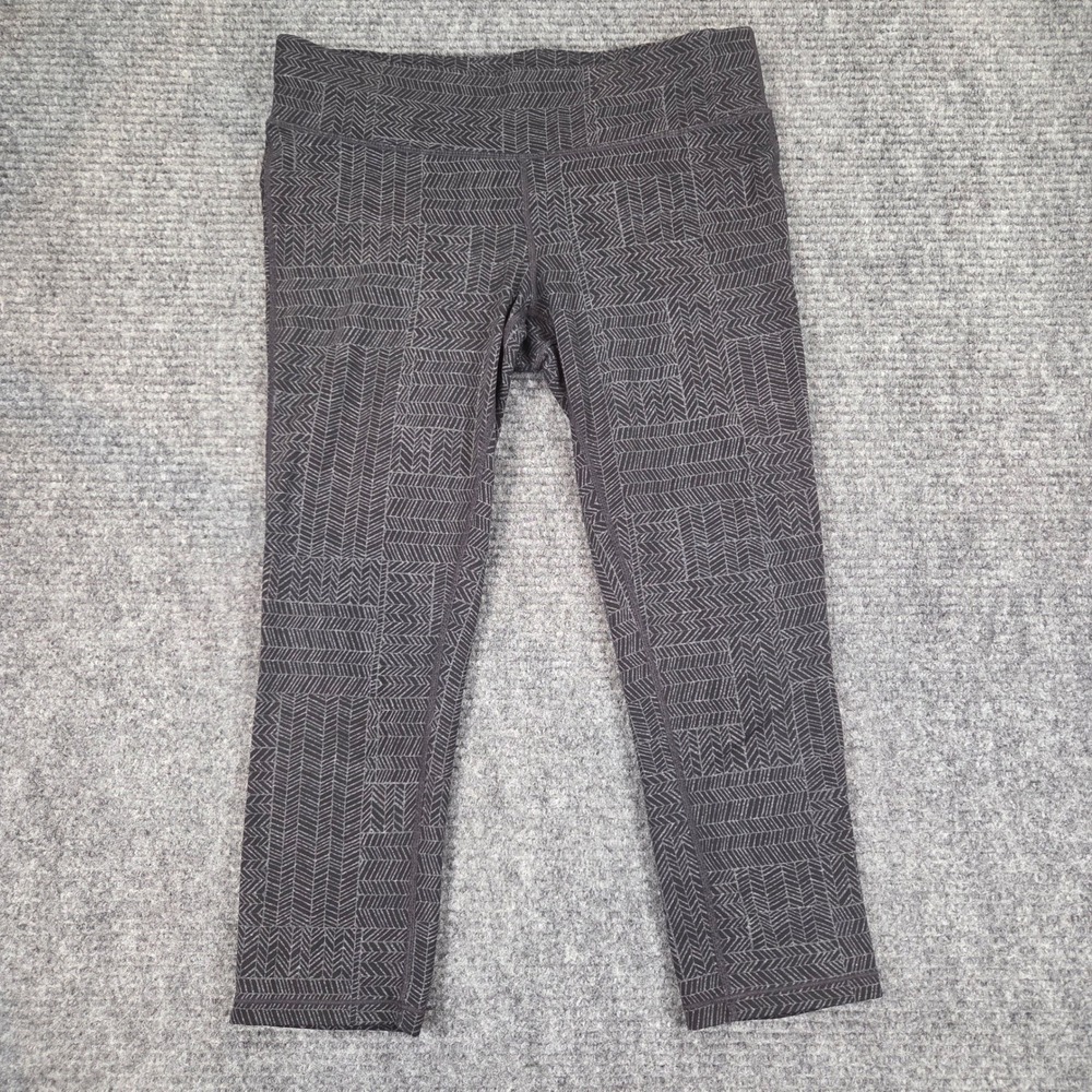 Prana Womens Medium Grey Chevron Geometric Cropped Yoga Leggings Capri Pants